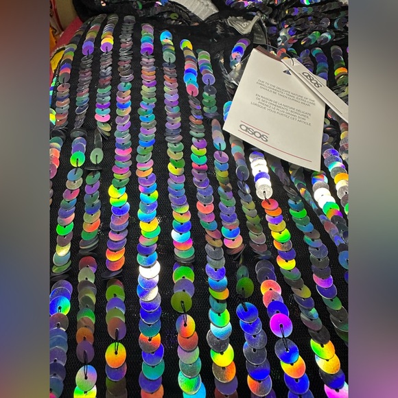ASOS women’s sequin crop long sleeve stunning sparkle NWT size 8 - Picture 7 of 9
